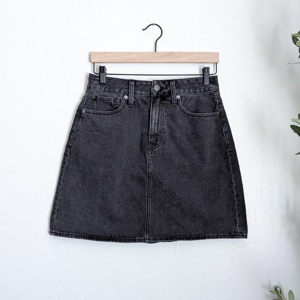 Madewell Rigid Denim A-Line Black Denim Mini Skirt - 25